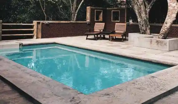 Inspecting the backyard pool